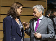 Cecilia Malmstroem et Didier Reynders lors du Conseil Affaires étrangères Commerce à Luxembourg le 18 octobre 2016 (c) Union européenne / Le Conseil de l'UE