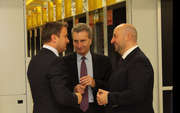 Xavier Bettel, Günther Oettinger et Etienne Schneider à Betzdorf pour l'inauguration du nouveau data centre de la Commission européenne le 12 décembre 2016
