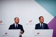 Joseph Muscat et Donald Tusk devant la presse le 3 février 2017, lors du sommet informel qui s'est tenu à La Vallette (c) Union européenne