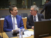 Jeroen Dijsselbloem et Pierre Gramegna lors du Conseil Ecofin du 21 février 2017 (c) Union européenne / Le Conseil de l'UE